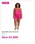 2pc pink satin ruffle cami & shorts set