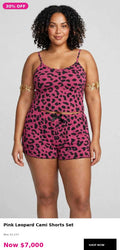 2pc Pink leopard stretch fit cami & shorts set