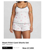 2pc heart print cami shorts set