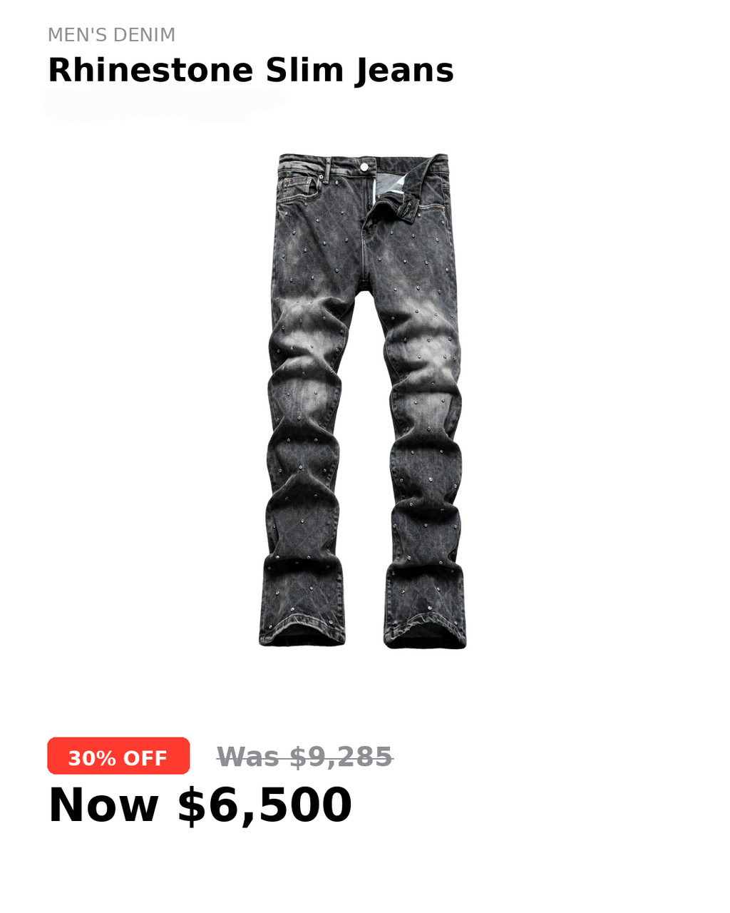 Men's denim rhinestones slim jeans