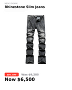 Men's denim rhinestones slim jeans