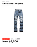 Men's denim rhinestones slim jeans