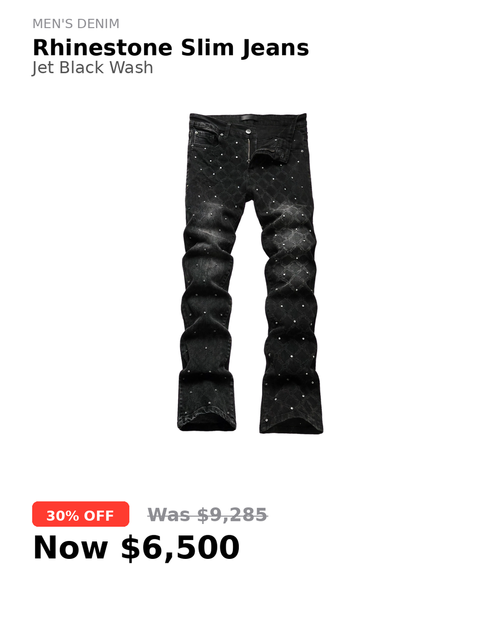Men's denim rhinestones slim jeans