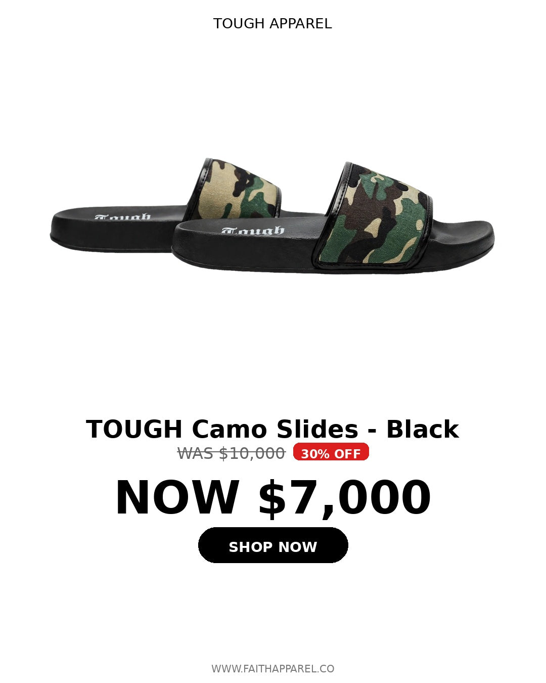 Mens Tough brand camo slide