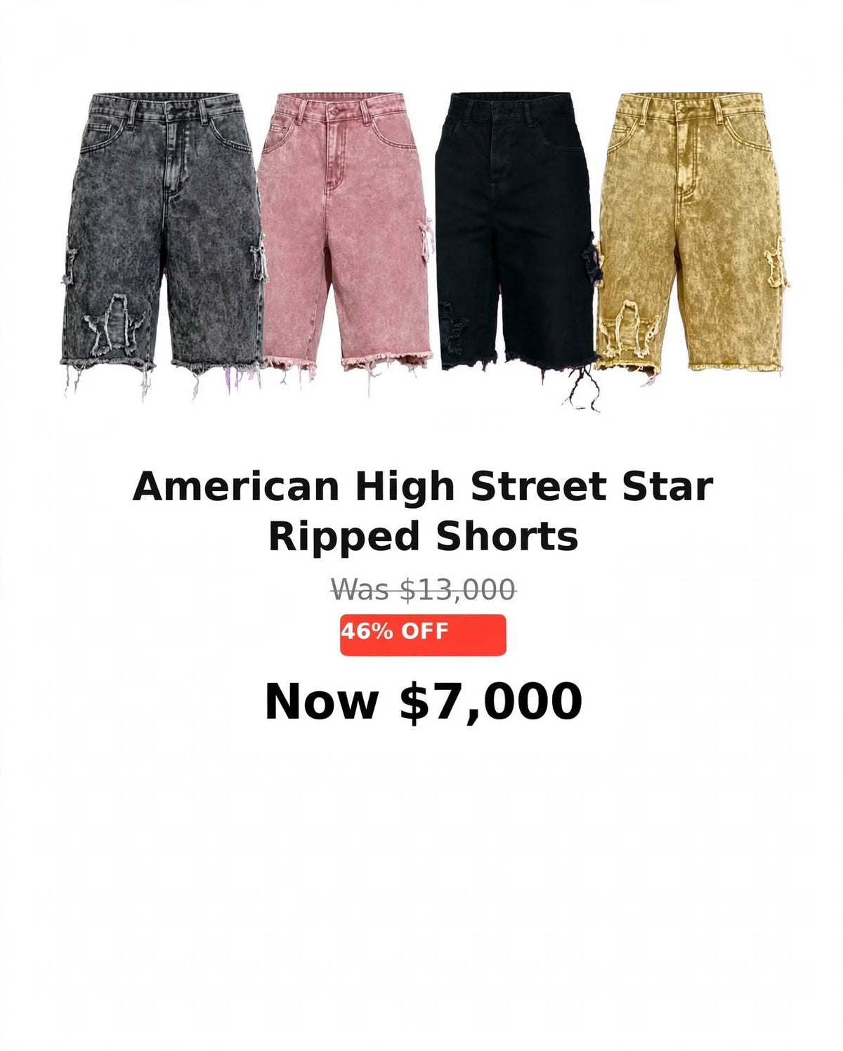 Mens american high street star ripped frayed denim shorts
