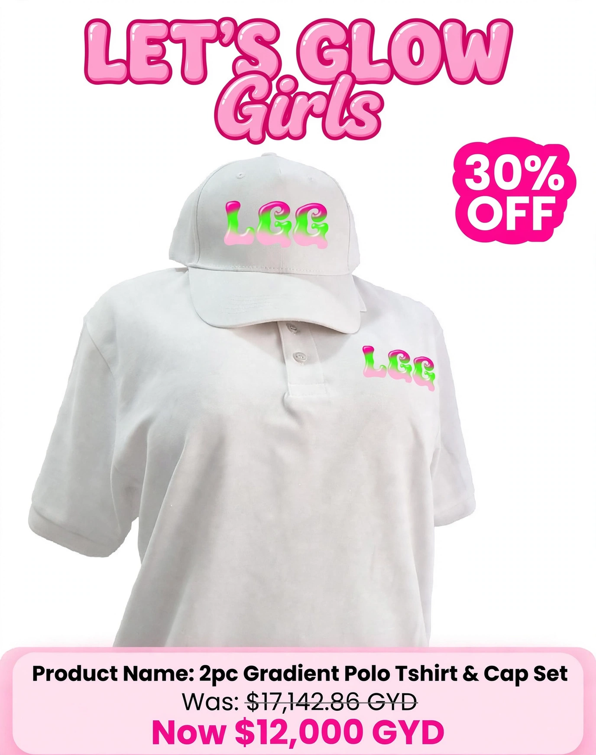 LGG 2pc Gradient style Women's Polo Tshirts & cap