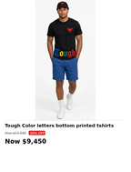 Tough eagles multi color bottom print tshirt (black)