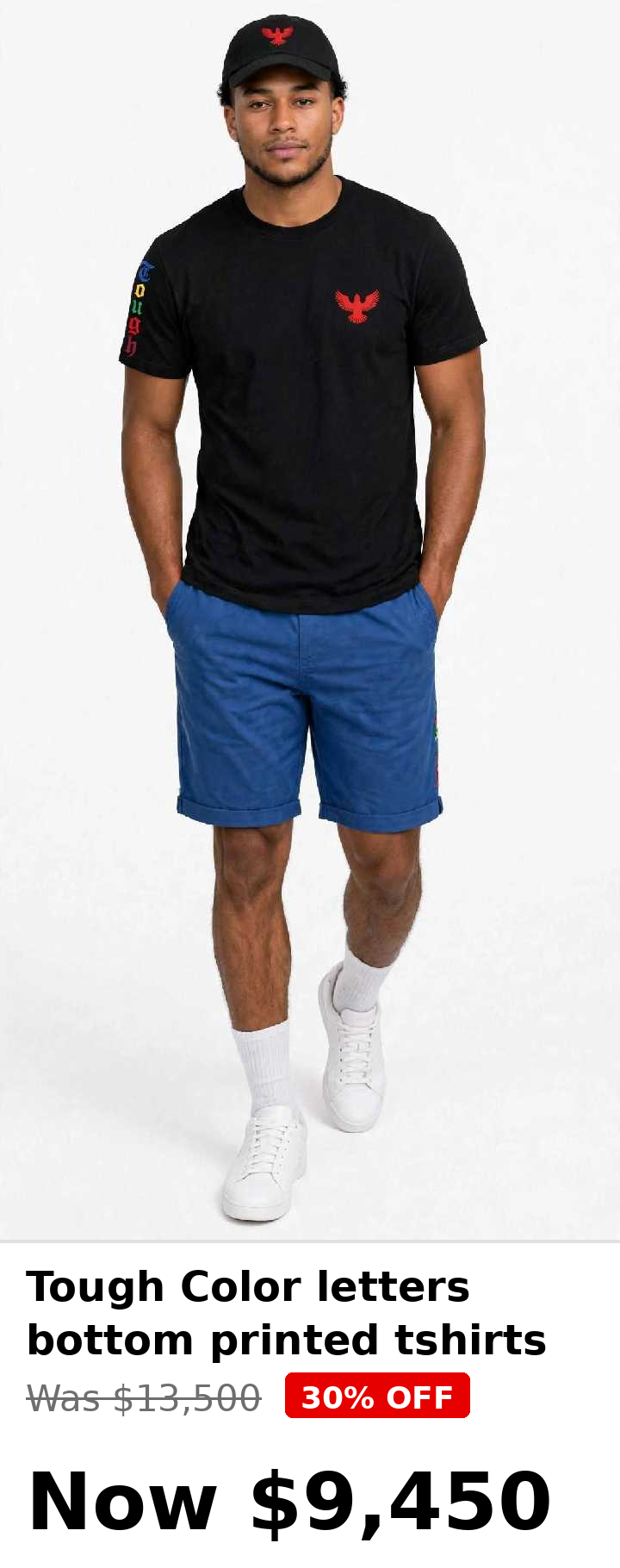 Tough eagles multi color sleeve print tshirts