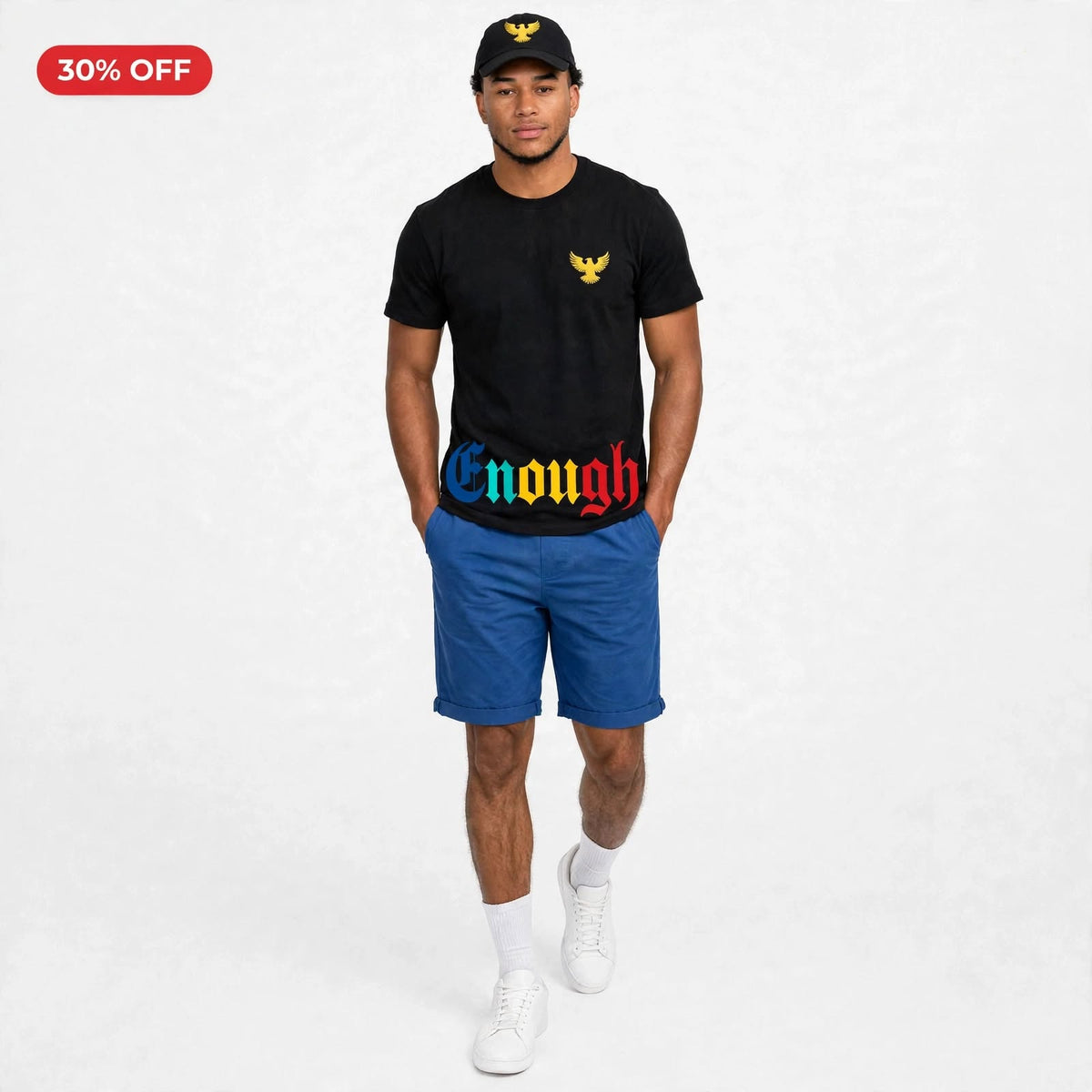 Tough eagles multi color bottom print tshirt (black)  (30% OFF)   Now $9,450
