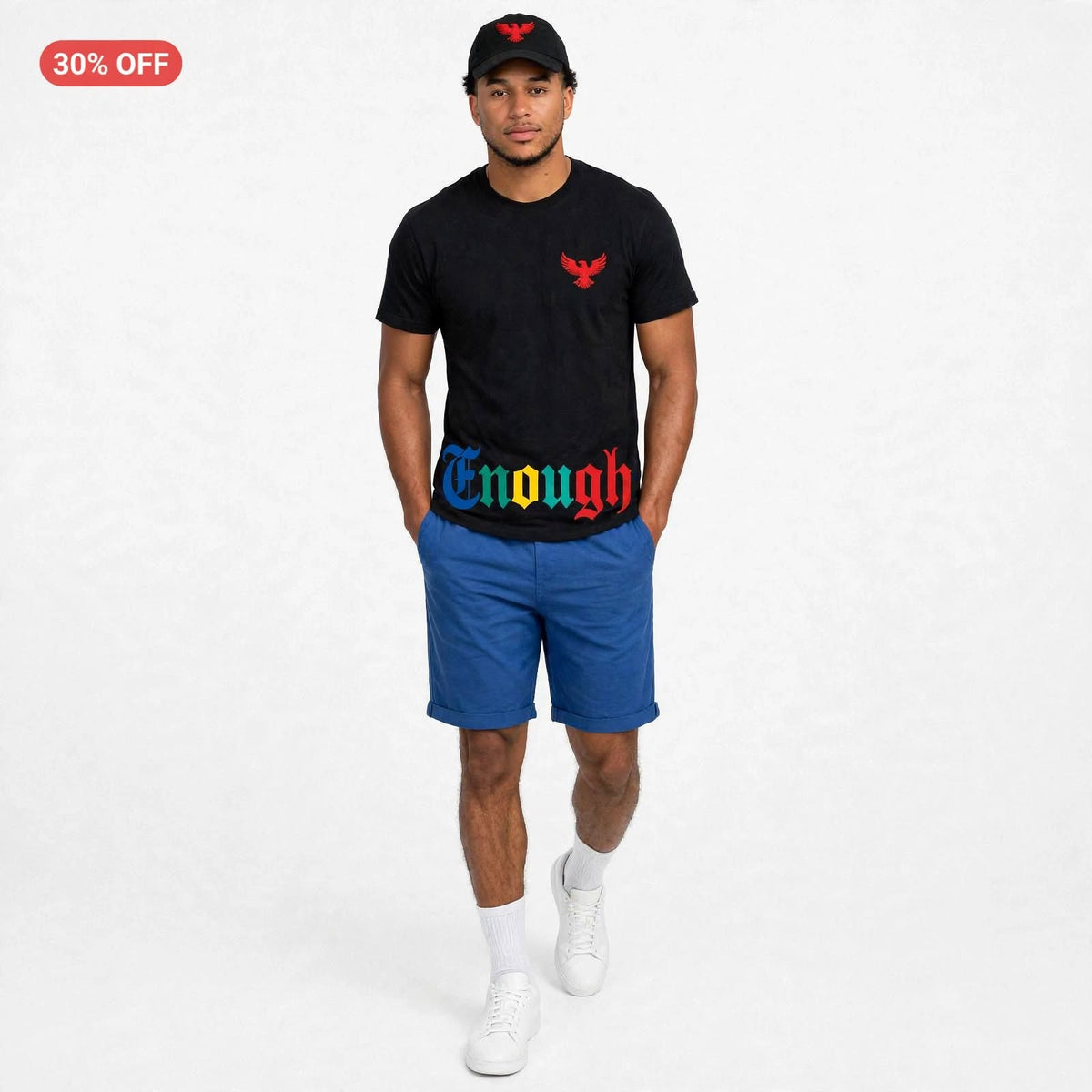 Tough eagles multi color bottom print tshirt (black)  (30% OFF)   Now $9,450