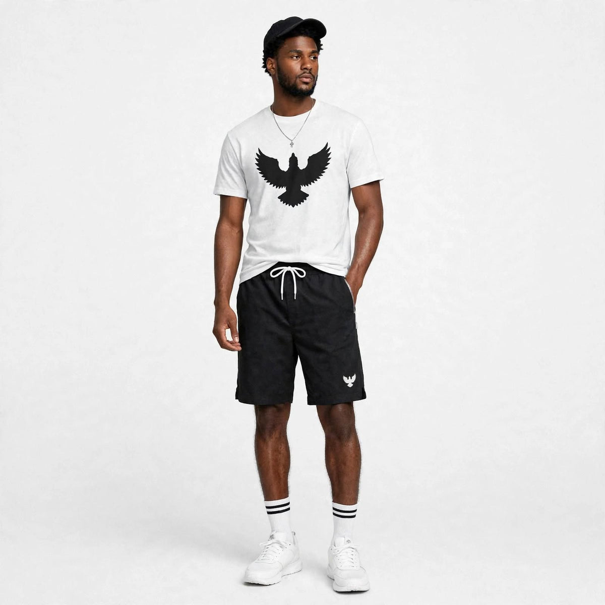 Tough eagle logo print short pant (30% OFF)  Now $7350