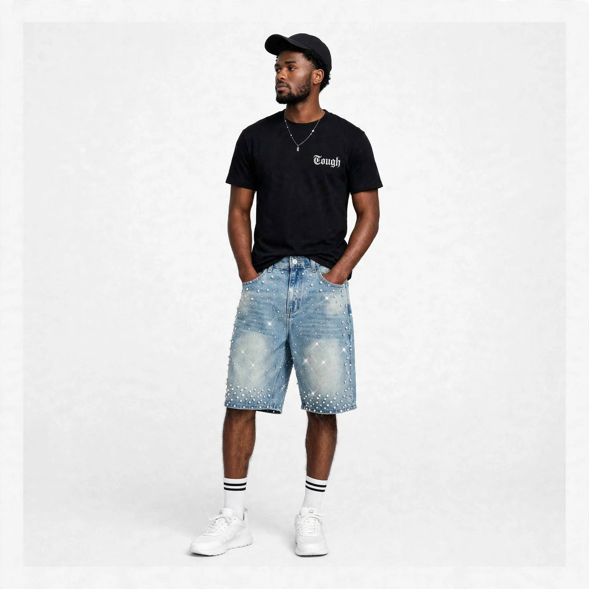 Mens pearl embellishments design short pant   (30% OFF)  Now $9500