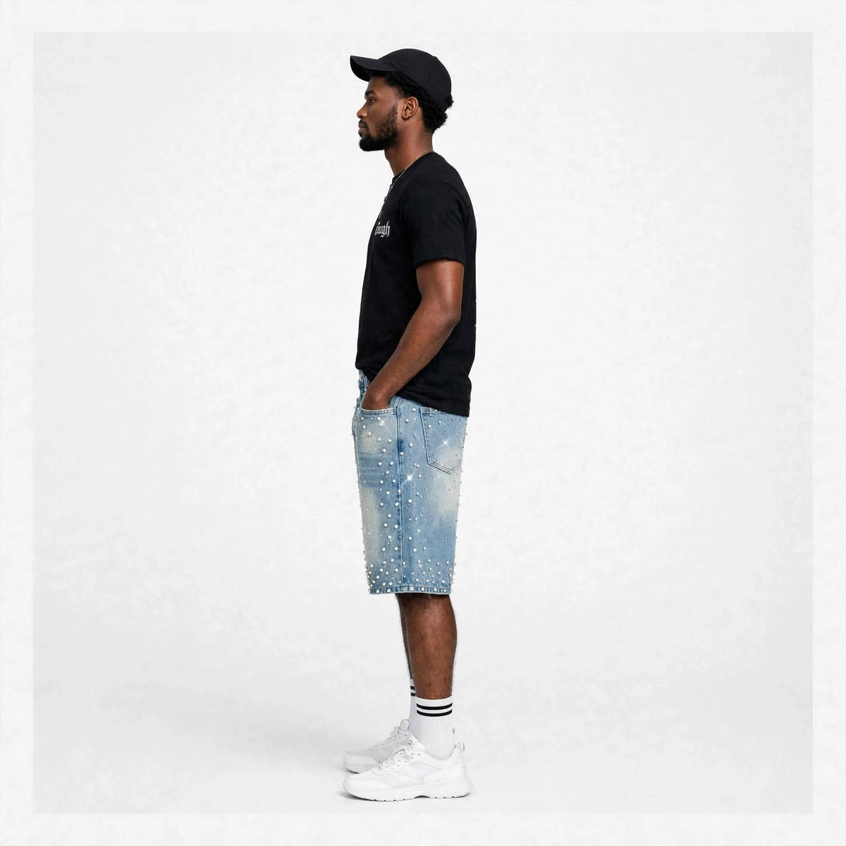 Mens pearl embellishments design short pant   (30% OFF)  Now $9500
