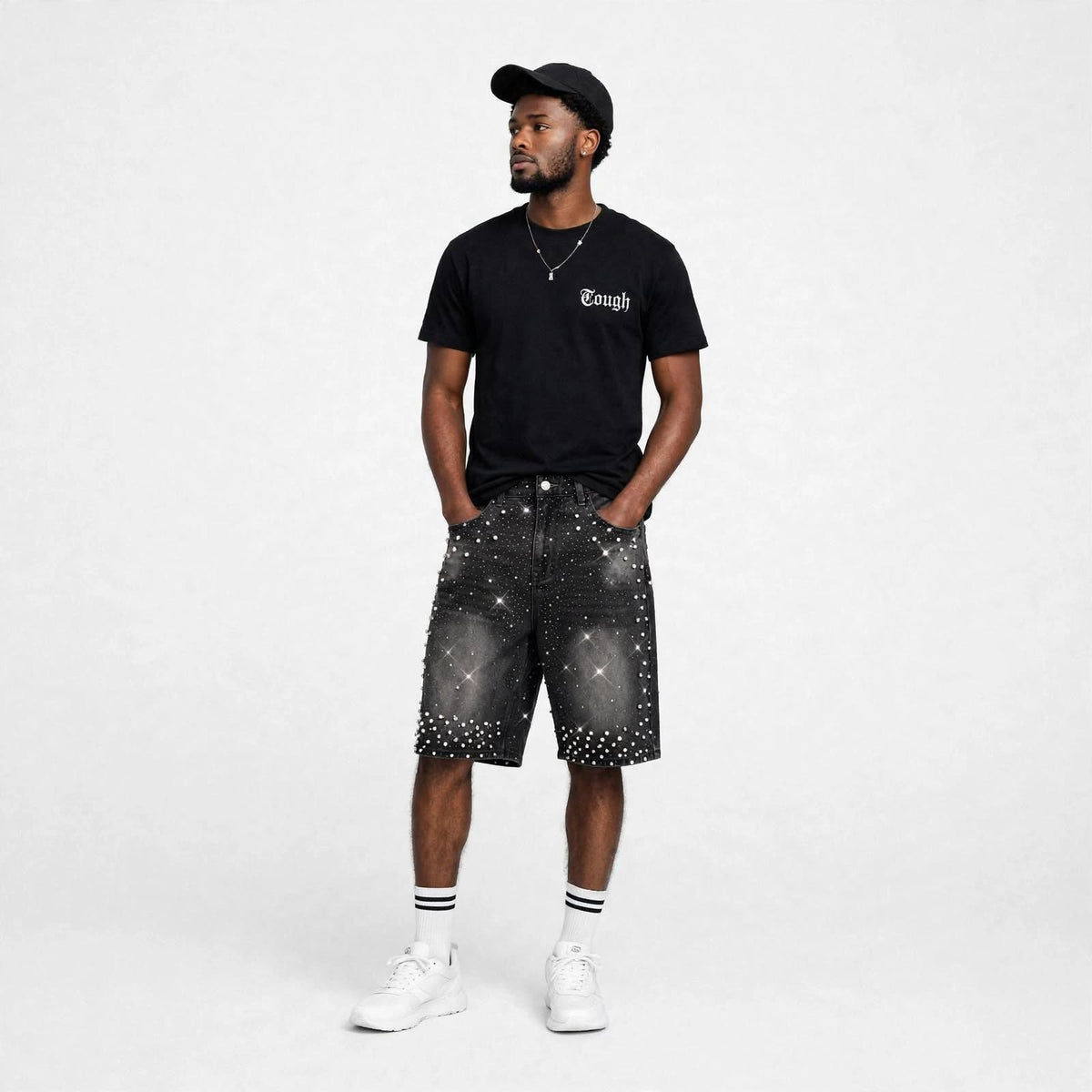 Mens pearl embellishments design short pant   (30% OFF)  Now $9500