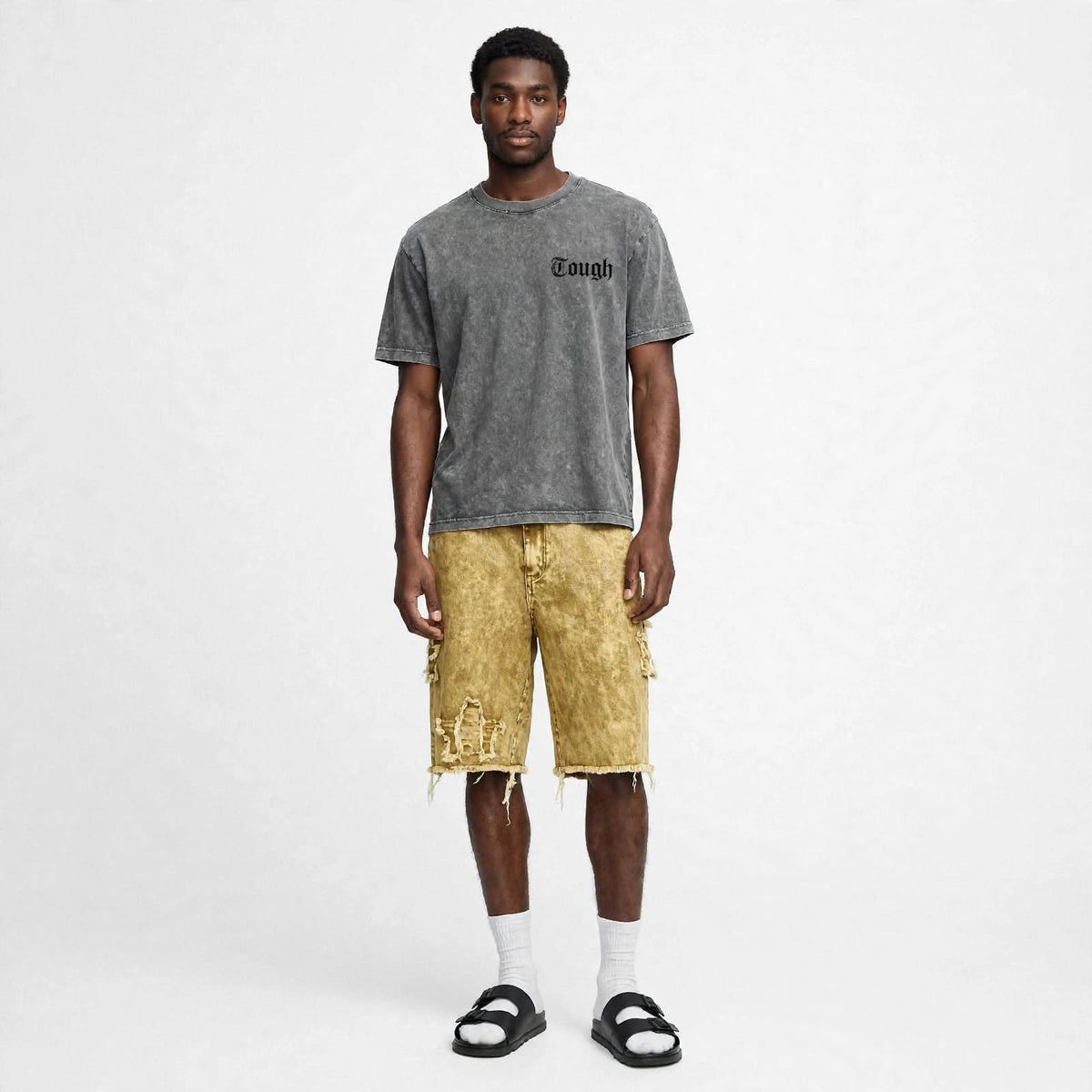 Mens american high street star ripped frayed denim shorts  (30% OFF)  Now $7000
